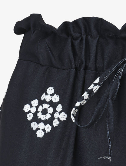 Pantalon imprimé fantaisie à taille élastiquée - Marine - 3