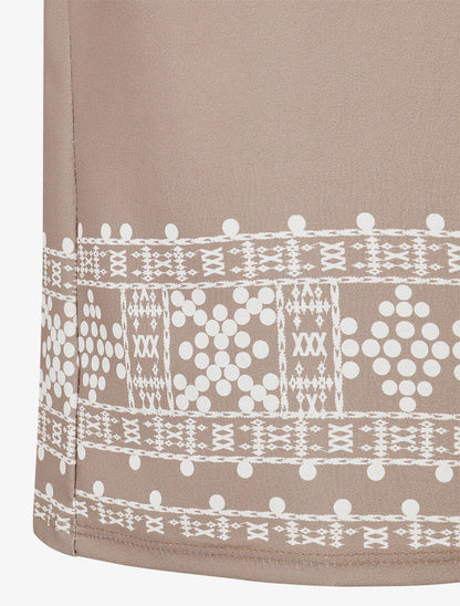 Pantalon imprimé fantaisie à taille élastiquée - Taupe - 3
