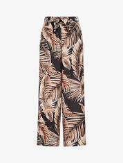 Pantalon ample à imprimé tropical - Noir - 1