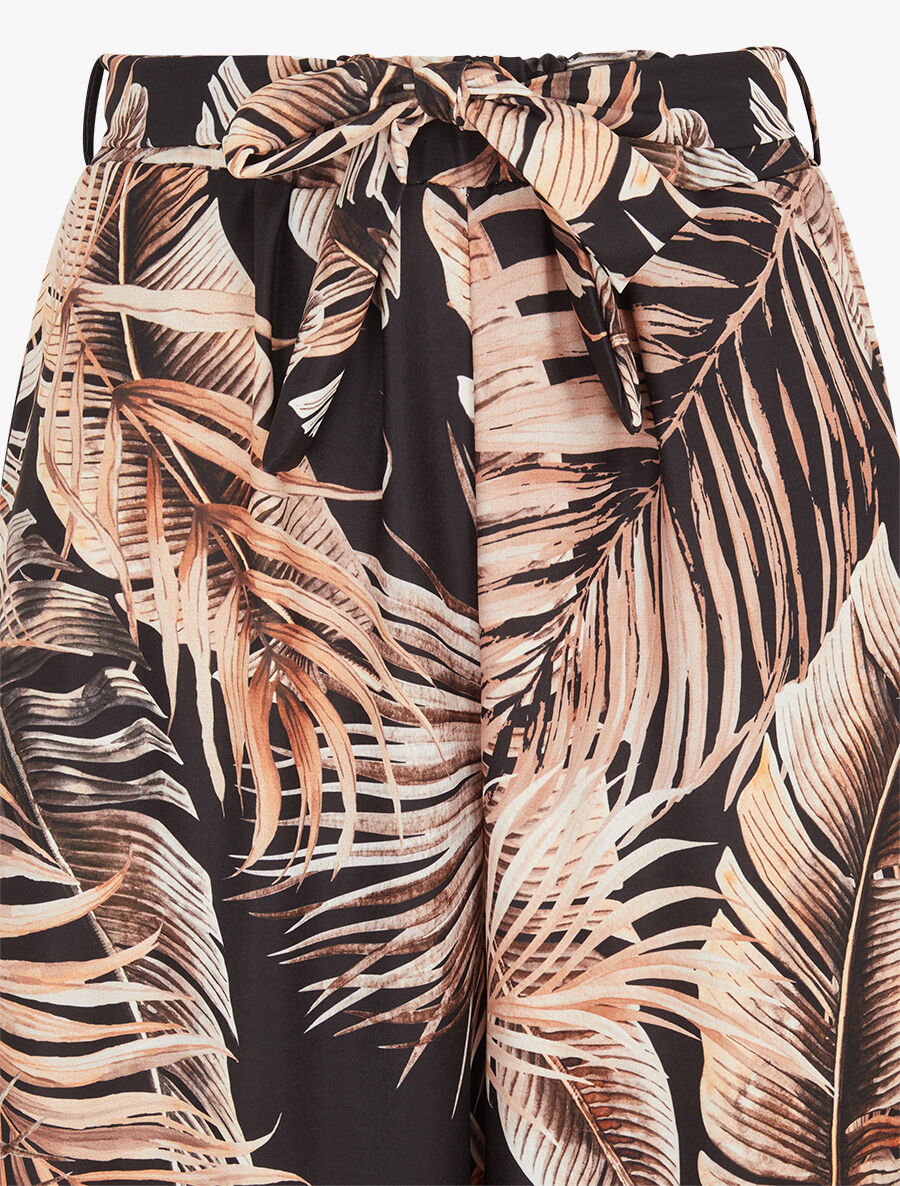 Pantalon ample à imprimé tropical - Noir - 3