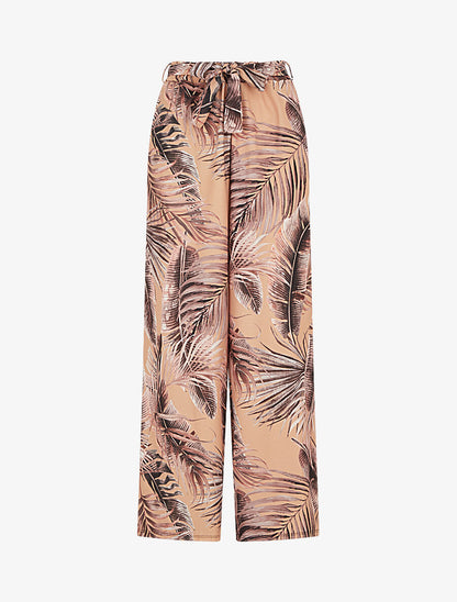 Pantalon ample à imprimé tropical - Camel - 4