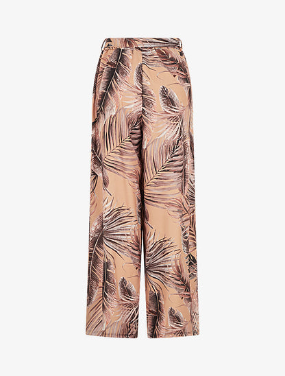 Pantalon ample à imprimé tropical - Camel - 2