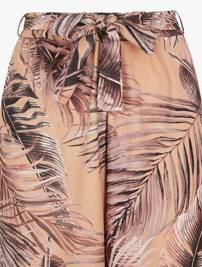 Pantalon ample à imprimé tropical - Camel - 3