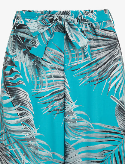 Pantalon ample à imprimé tropical - Turquoise - 3