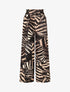 Pantalon à taille haute élastiquée imprimé animal - Beige - 4