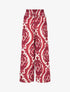 Pantalon à taille haute élastiquée imprimé abstrait - Bordeaux - 4