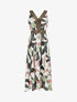 Robe longue à détail irisées et imprimé feuilles - Noir - 1