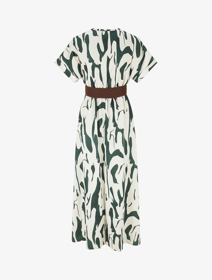 Robe longue à cache-coeur imprimé abstrait - Kaki - 2
