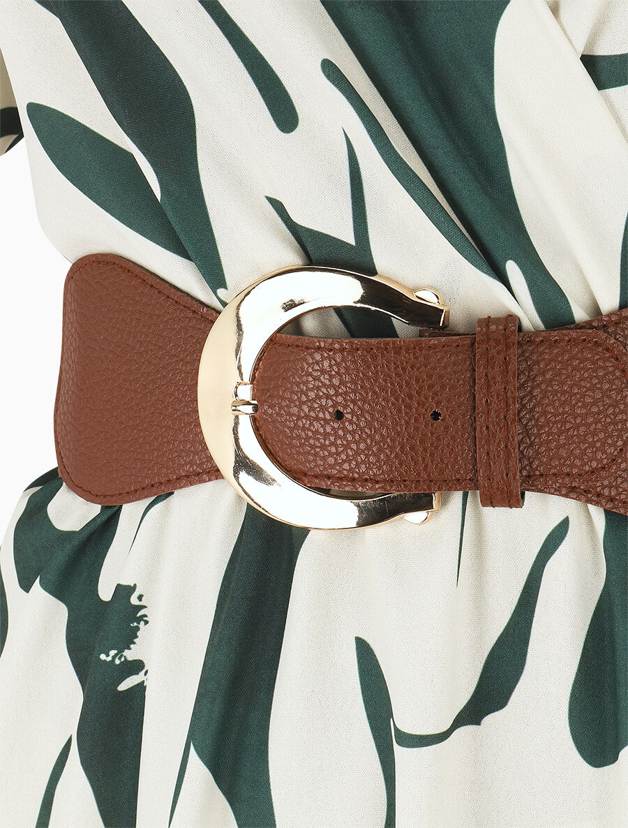 Robe longue à cache-coeur imprimé abstrait - Kaki - 3