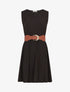 Robe droite unie et ajourée - Noir - 1