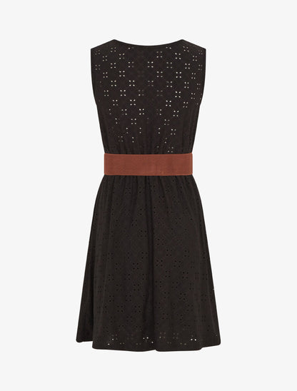 Robe droite unie et ajourée - Noir - 2