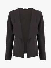 Veste en coton à col droit - Noir - 4