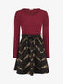 Robe patineuse à imprimés dorés - Lie de vin - 4