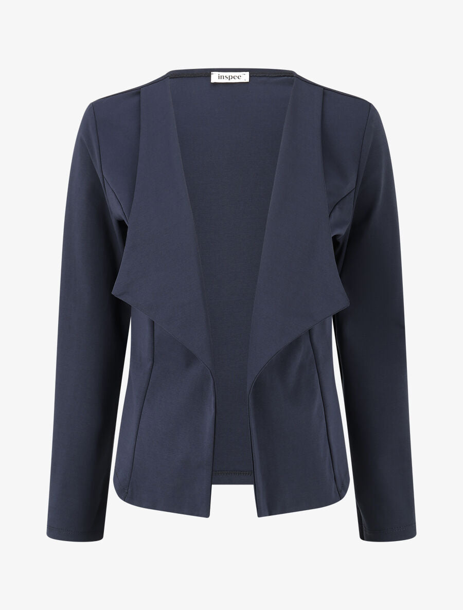 Veste en coton à col droit - Marine - 1