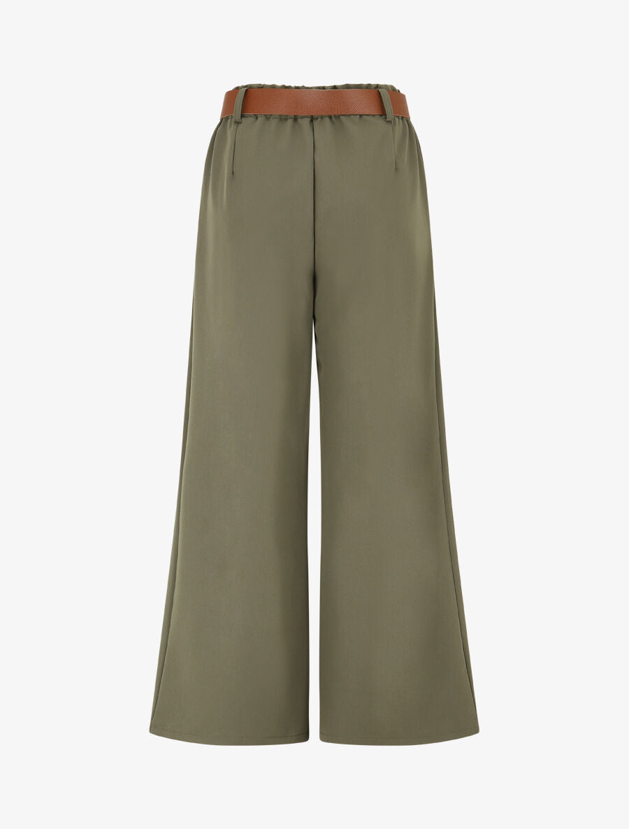 Pantalon long uni élastiqué - Kaki - 2