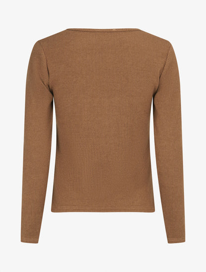 Pull fin côtelé à détails irisés - Camel - 2