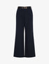 Pantalon droit taille haute ceinturée - Marine - 4