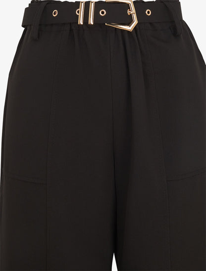 Pantalon ample à taille élastiquée - Noir - 3