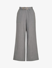 Pantalon ample à taille élastiquée - Gris - 1