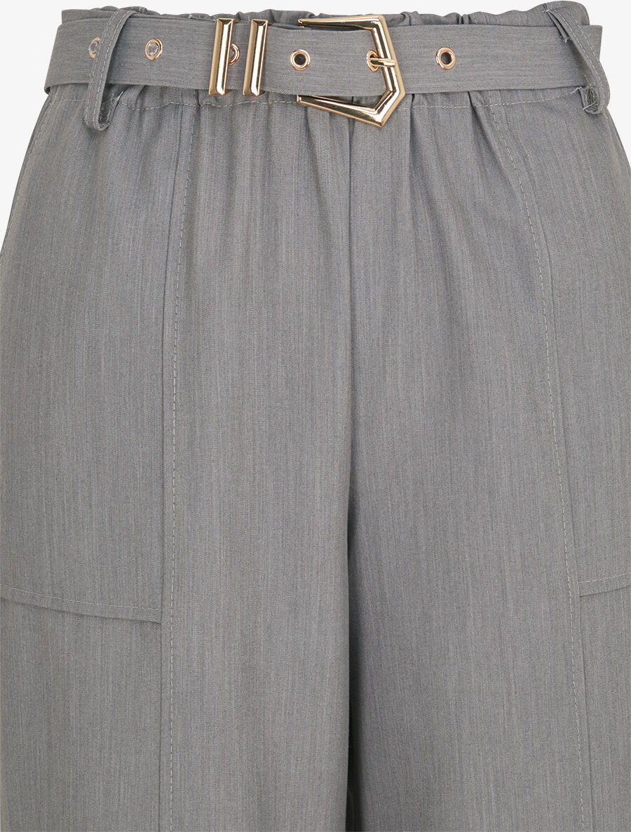 Pantalon ample à taille élastiquée - Gris - 3