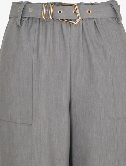 Pantalon ample à taille élastiquée - Gris - 3