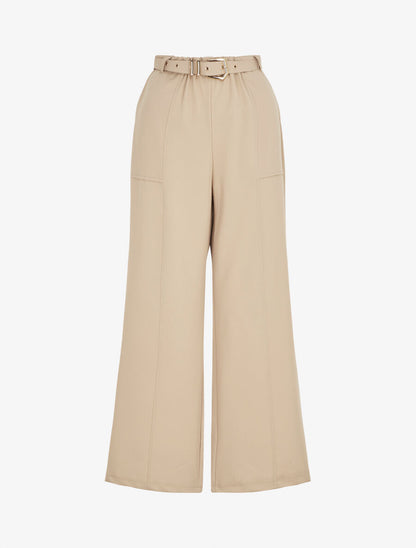 Pantalon ample à taille élastiquée - Beige - 4
