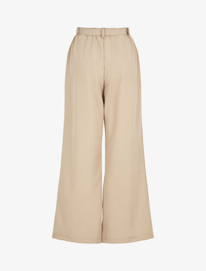 Pantalon ample à taille élastiquée - Beige - 2