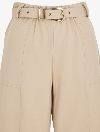 Pantalon ample à taille élastiquée - Beige - 3