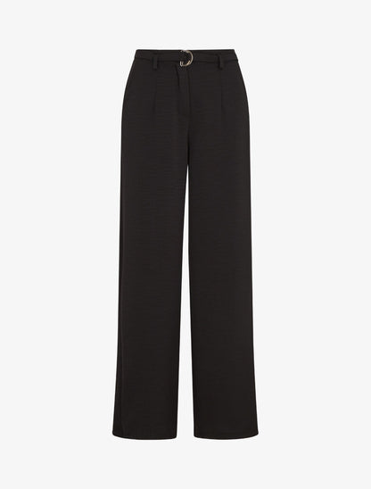 Pantalon ample taille haute uni - Noir - 1