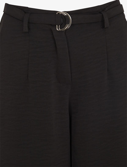 Pantalon ample taille haute uni - Noir - 3