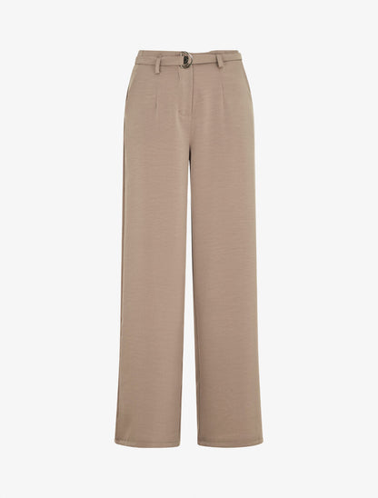 Pantalon ample taille haute uni - Taupe - 4