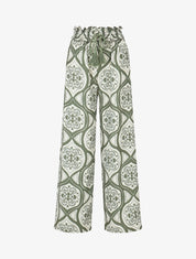Pantalon élastiqué à imprimé graphique - Kaki - 4