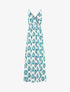 Robe longue à taille élastiquée imprimé floral - Bleu canard - 1