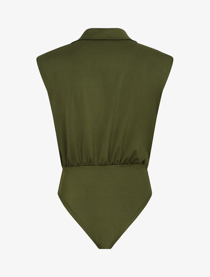 Body uni à col cache-coeur - Kaki - 2