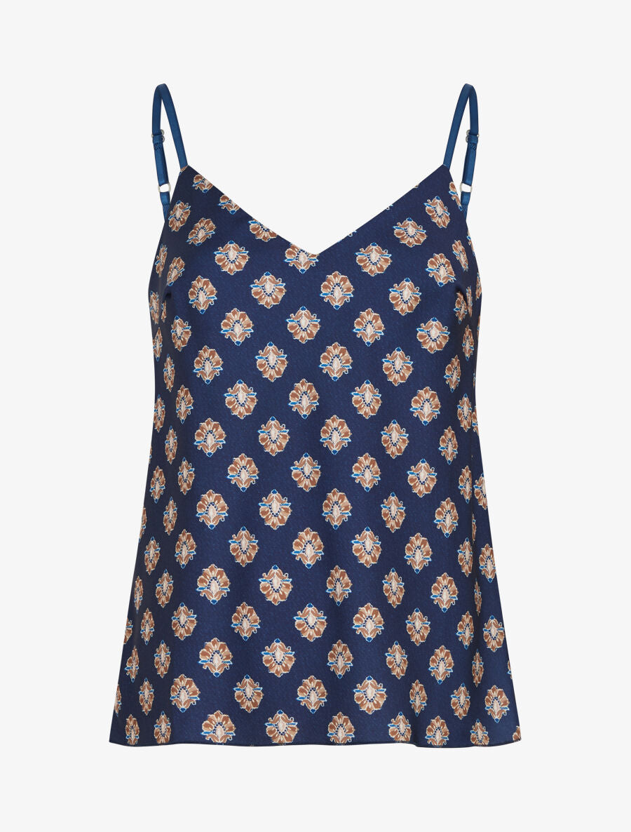 Caraco satiné imprimé jacquard - Marine - 1