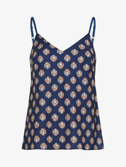 Caraco satiné imprimé jacquard - Marine - 1