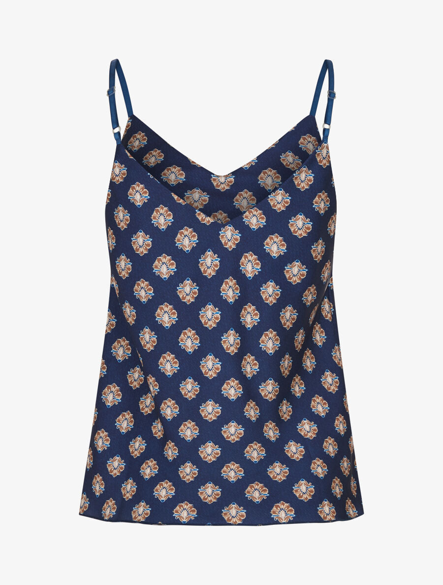 Caraco satiné imprimé jacquard - Marine - 2