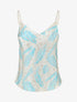 Caraco satiné imprimé feuilles fantaisies - Turquoise - 4