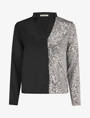 Blouse satinée avec sequins - Argent - 1
