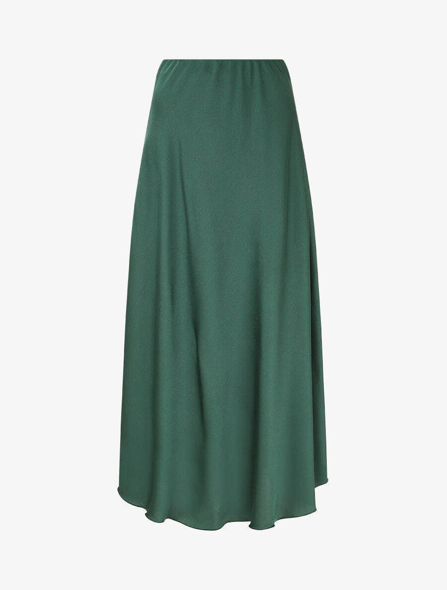 Jupe longue satinée unie - Vert sapin - 4