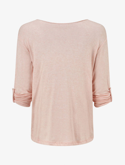 Pull droit et fin flocage léopard - Rose - 2