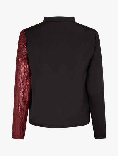 Blouse satinée avec sequins - Bordeaux - 2