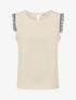Top uni à détail broderies - Beige - 4