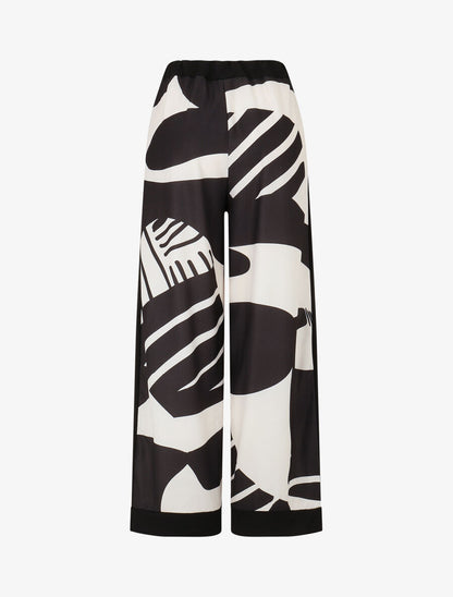 Pantalon droit taille haute imprimé fantaisie - Noir - 2