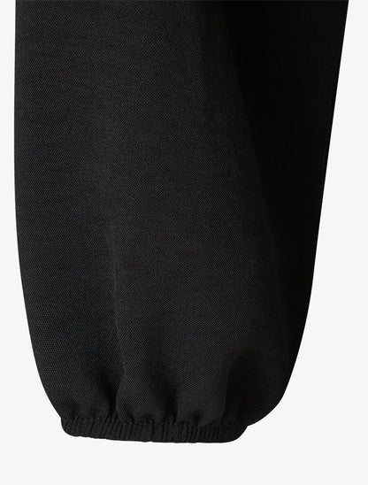 Blouse unie à nouer et col a sequins - Noir - 3