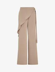 Pantalon fluide à pan drapé - Taupe - 1