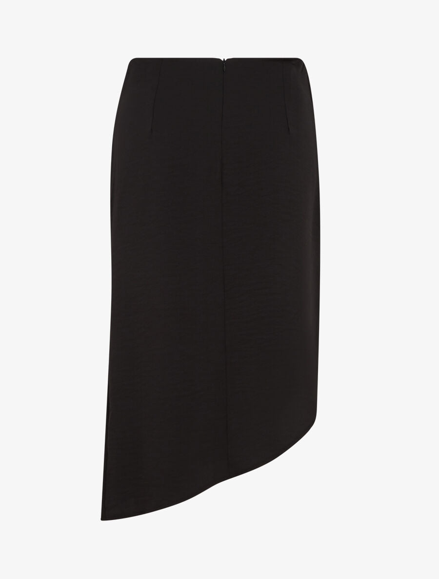 Jupe uni asymétrique effet drapé - Noir - 2