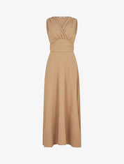 Robe longue évasée sans manches - Camel - 1