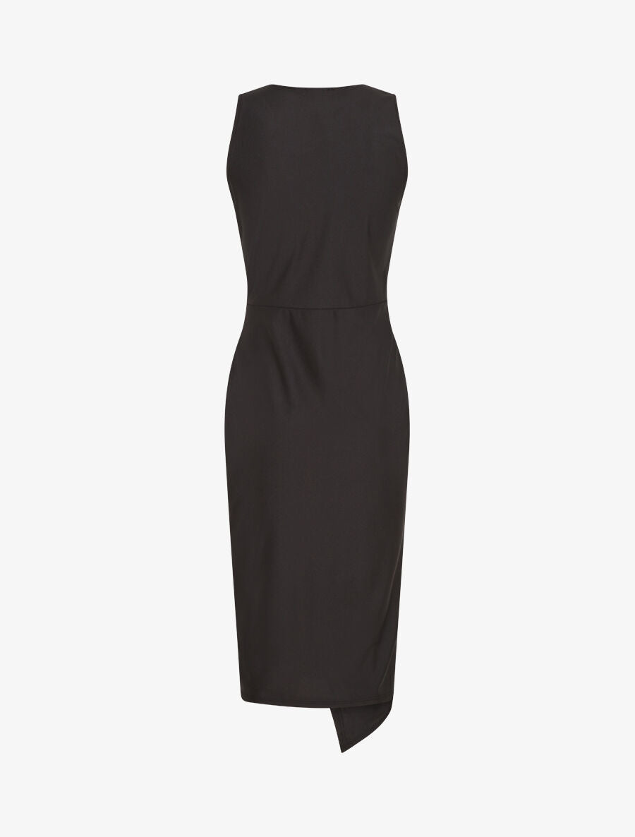 Robe satinée unie à boucle - Noir - 2