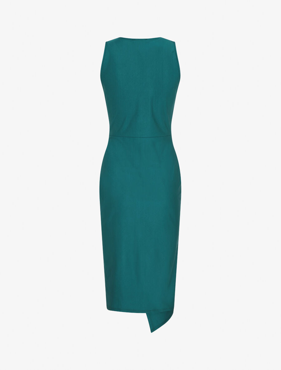 Robe satinée unie à boucle - Vert sapin - 2